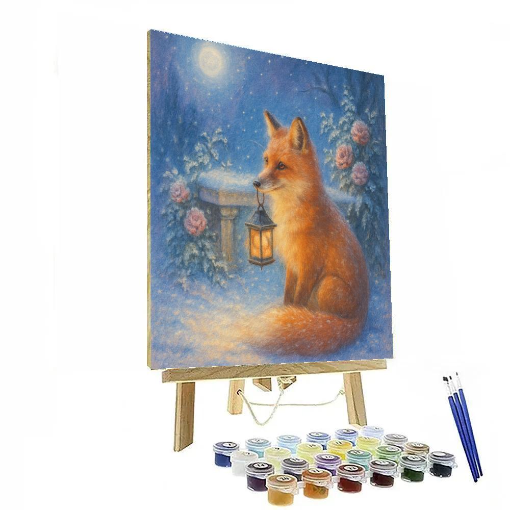 Lantern Fox In Winter Garden Painting by numbers kit