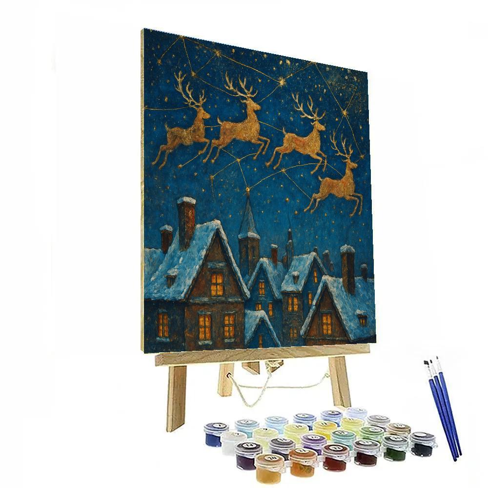 Reindeer Over Rooftop Constellations Numbered painting kits