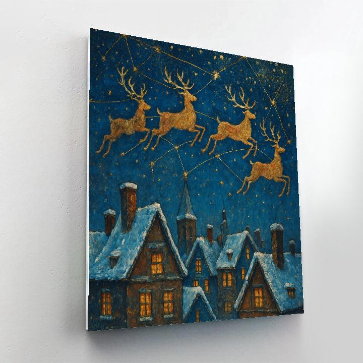 Reindeer Over Rooftop Constellations Numbered painting kits