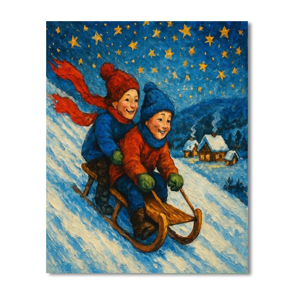 Starlight Sleigh Hill Paint by numbers art