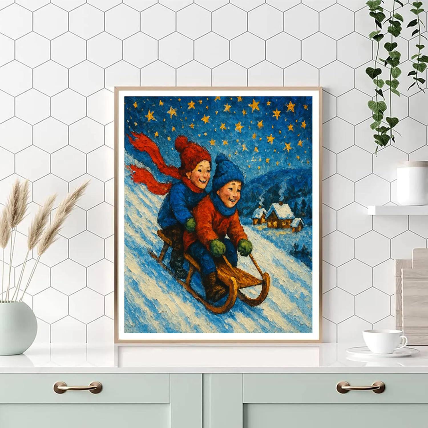 Starlight Sleigh Hill Paint by numbers art