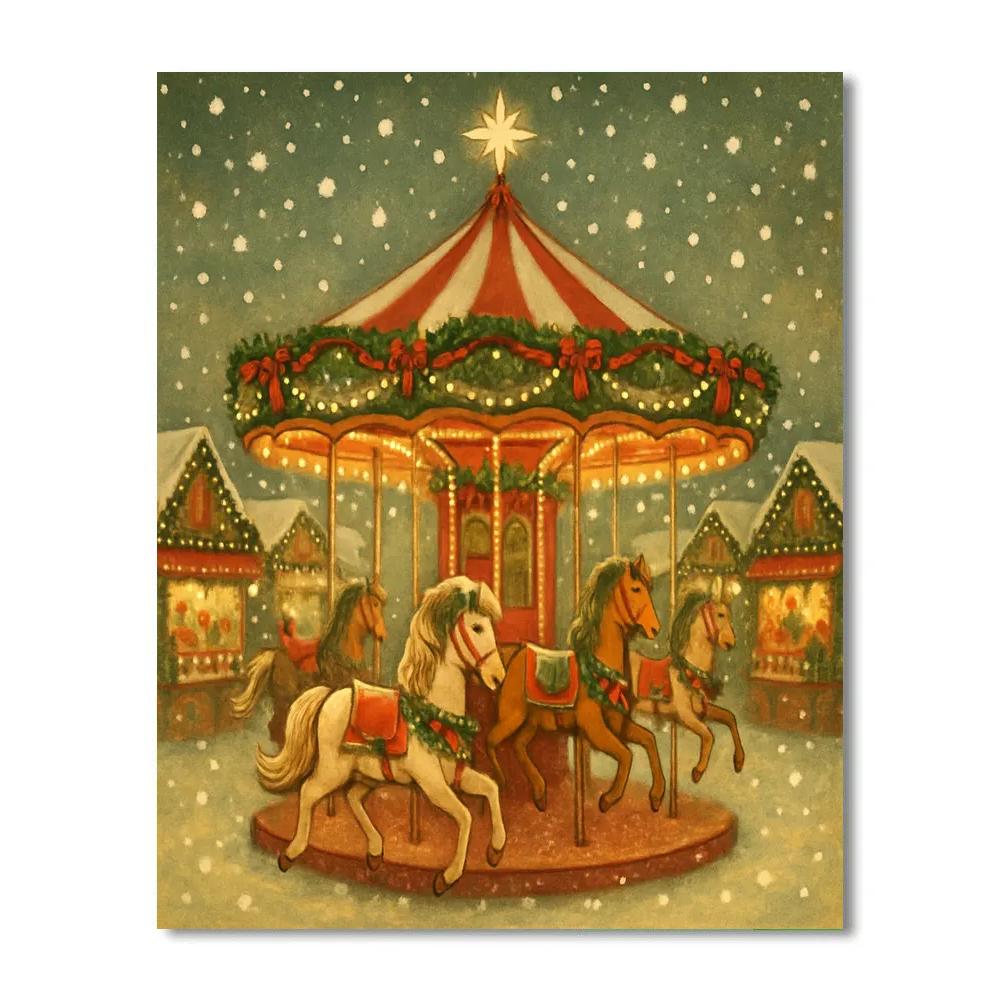 Holiday Market Carousel Evening paint by numbers