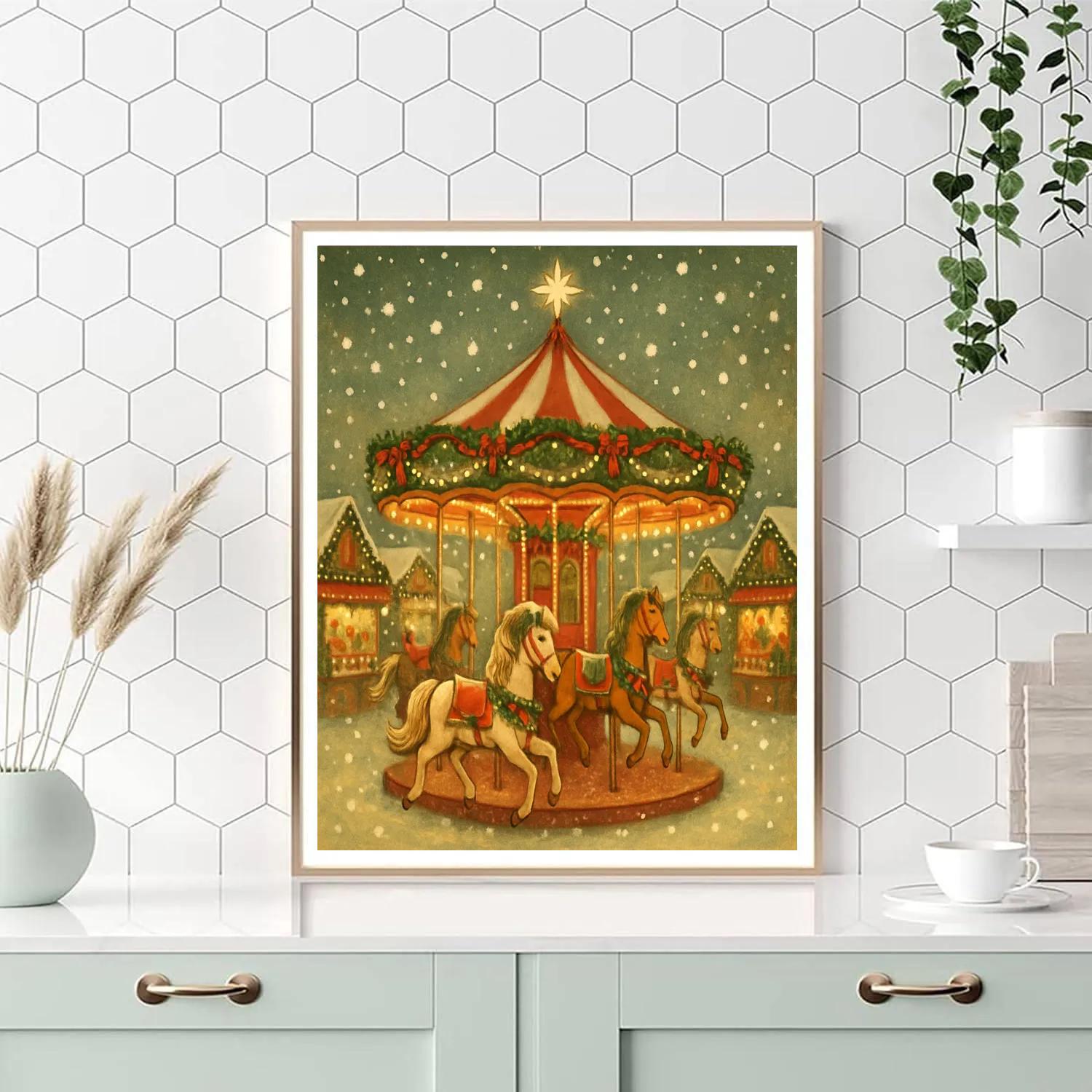 Holiday Market Carousel Evening paint by numbers