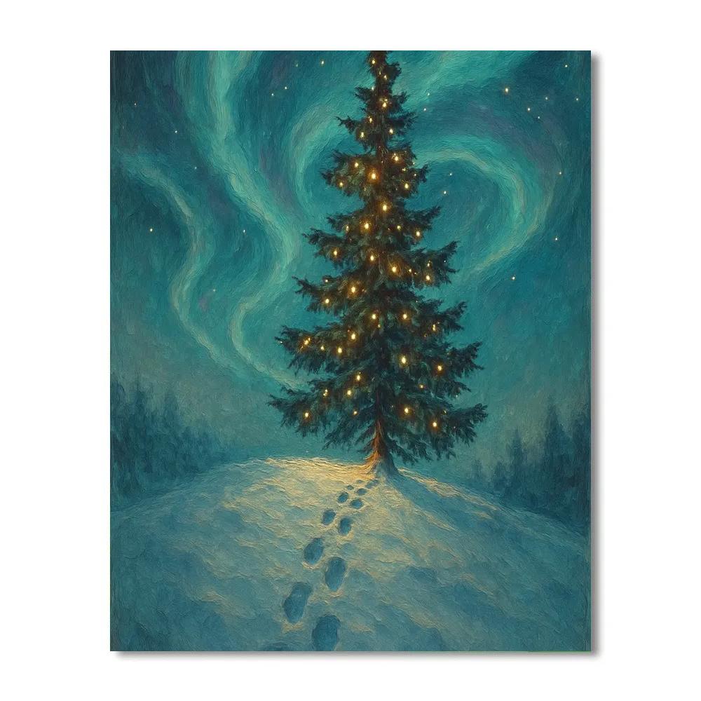 Aurora Pine Tree Constellation Painting by numbers kit