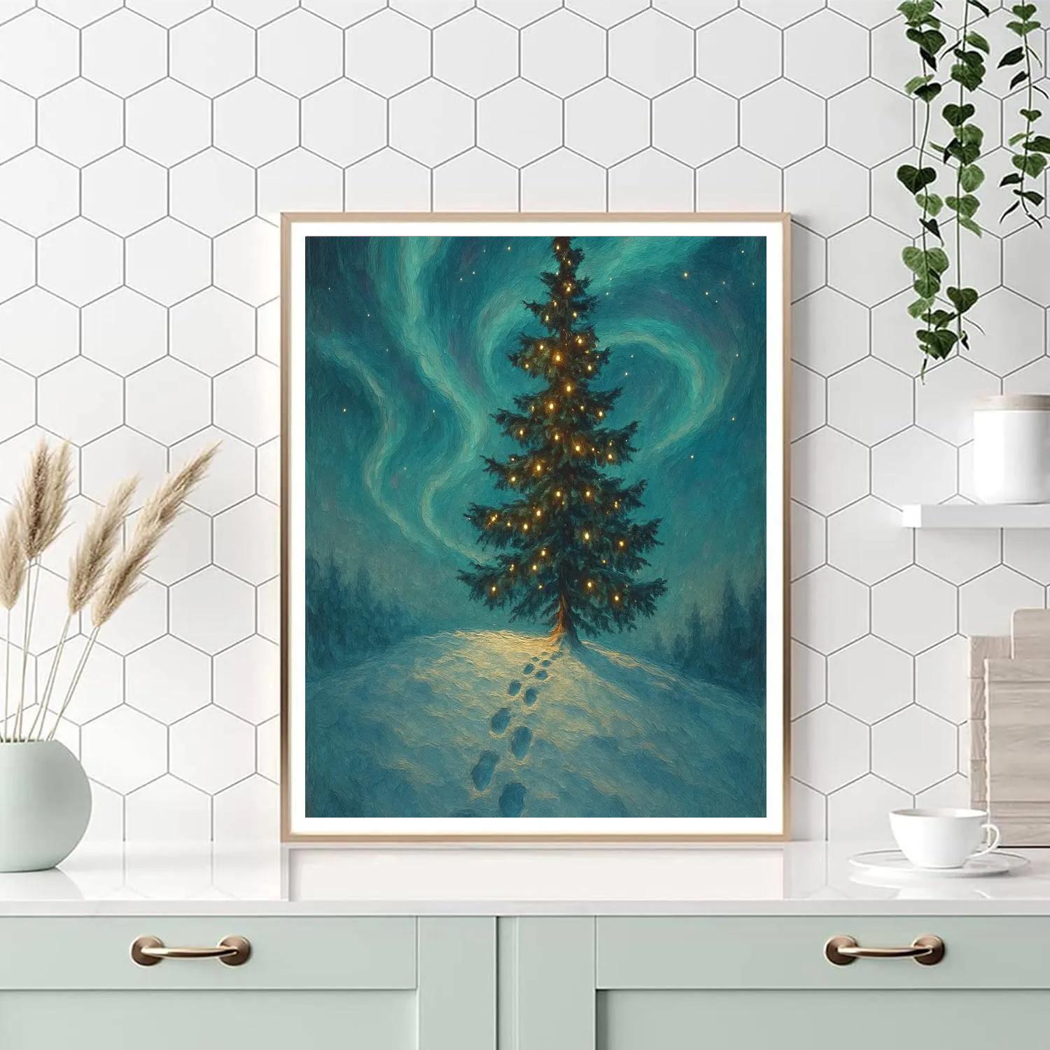Aurora Pine Tree Constellation Painting by numbers kit