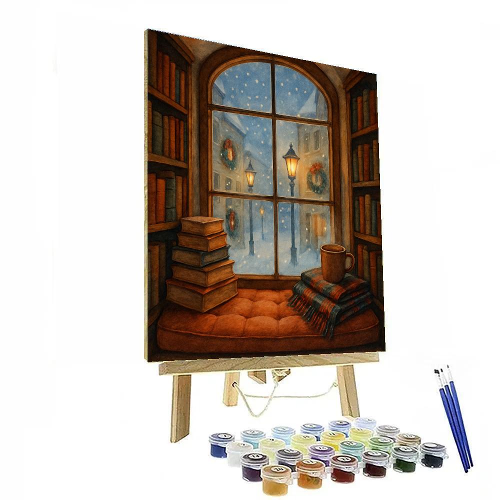 Snowy Library Window Nook paint by number