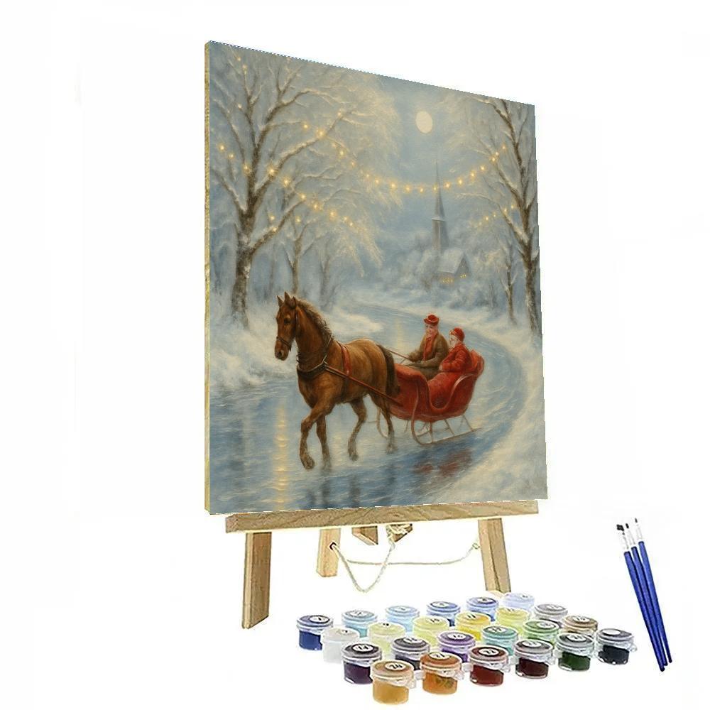 Glistening Frozen River Sleigh paint by numbers
