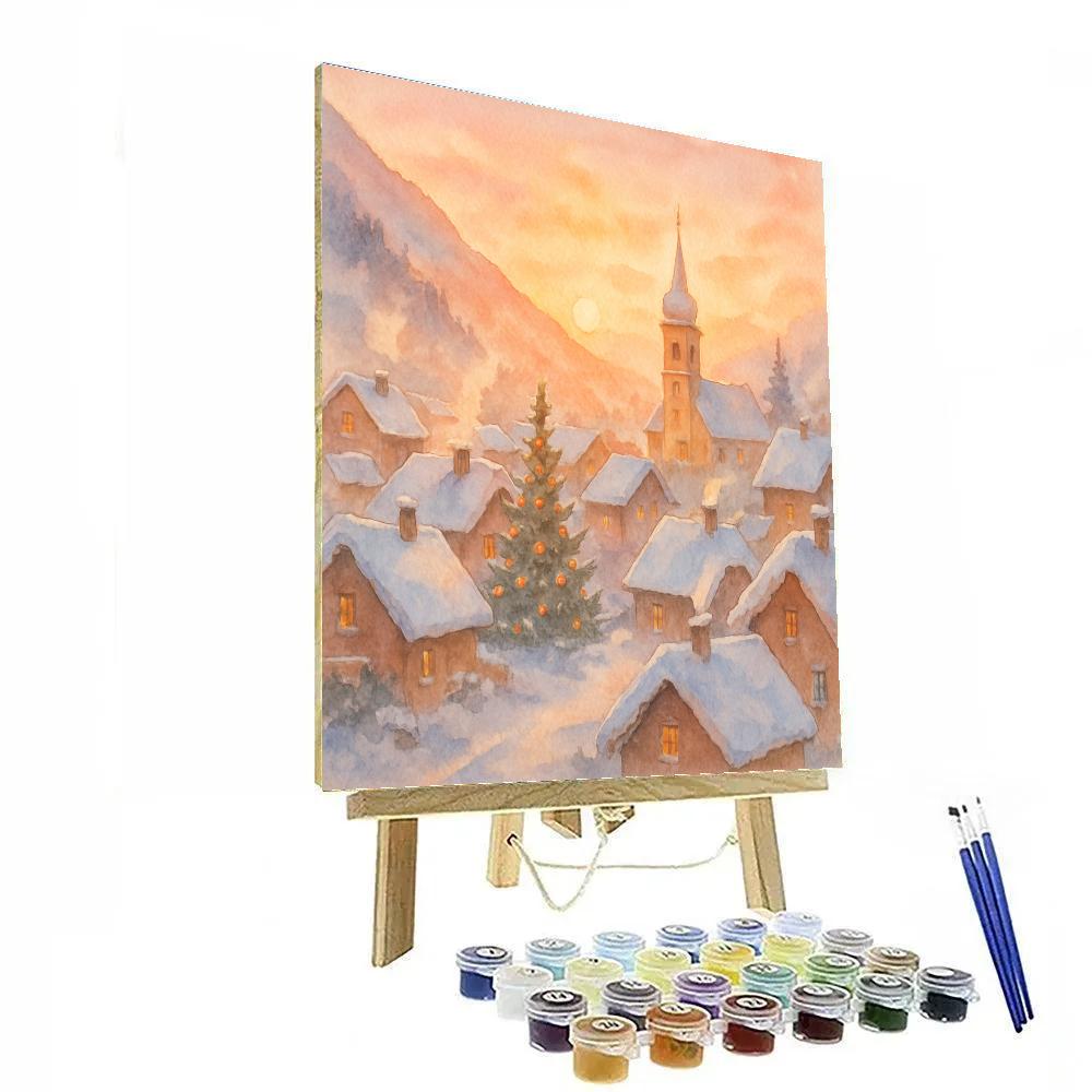 Alpine Christmas Morning Sunrise painting number kit