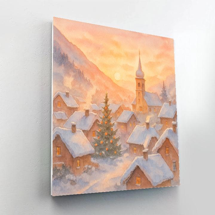 Alpine Christmas Morning Sunrise painting number kit