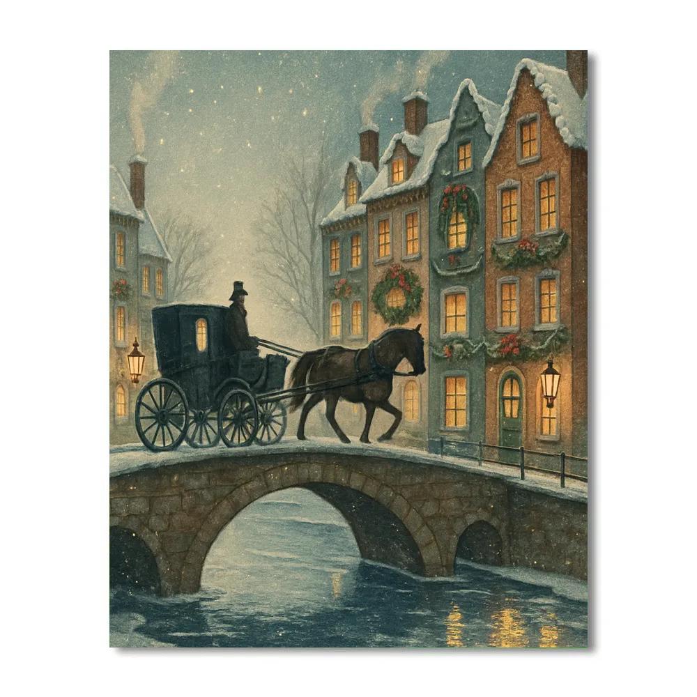 Carriage Bridge Over Winter Canal painting number kit