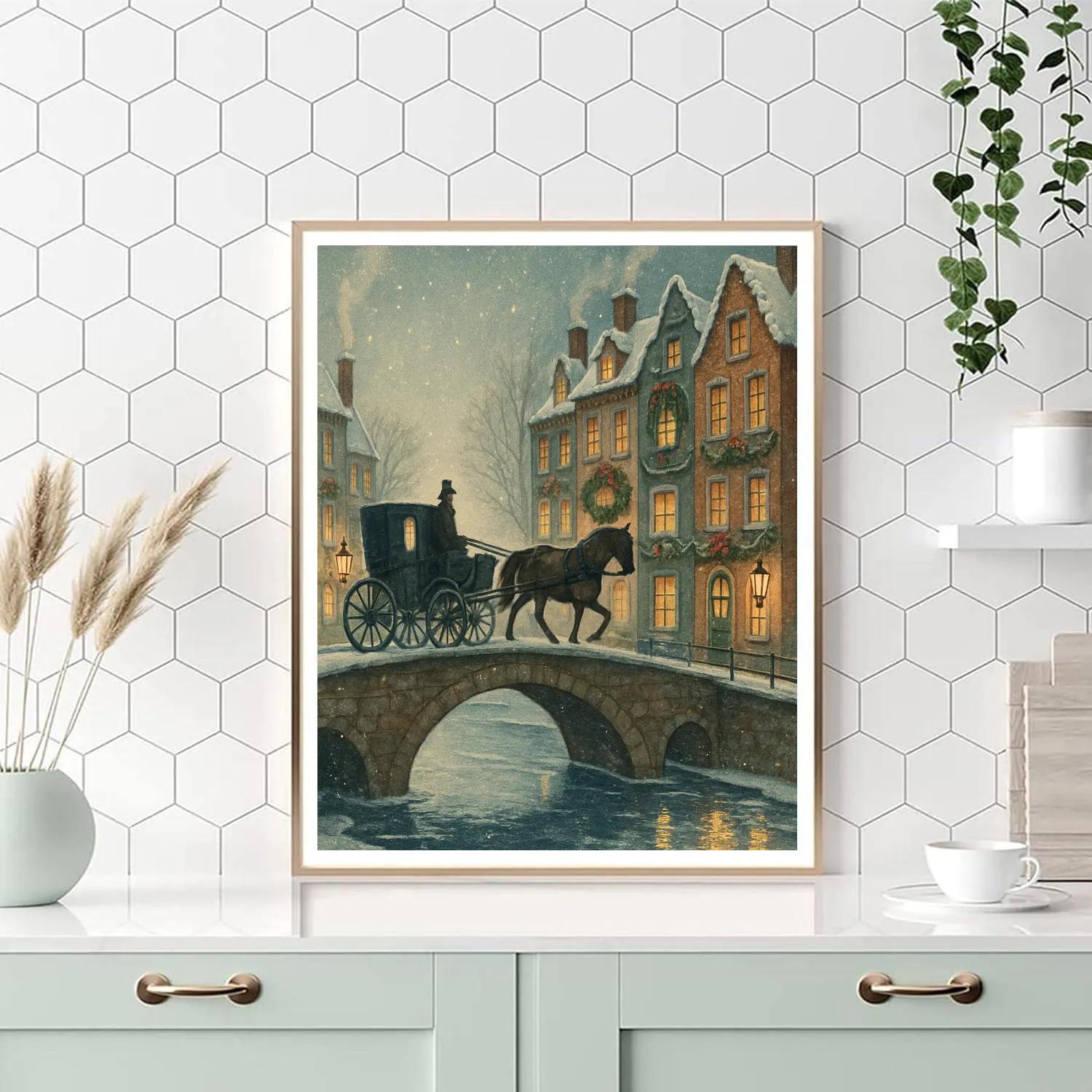 Carriage Bridge Over Winter Canal painting number kit