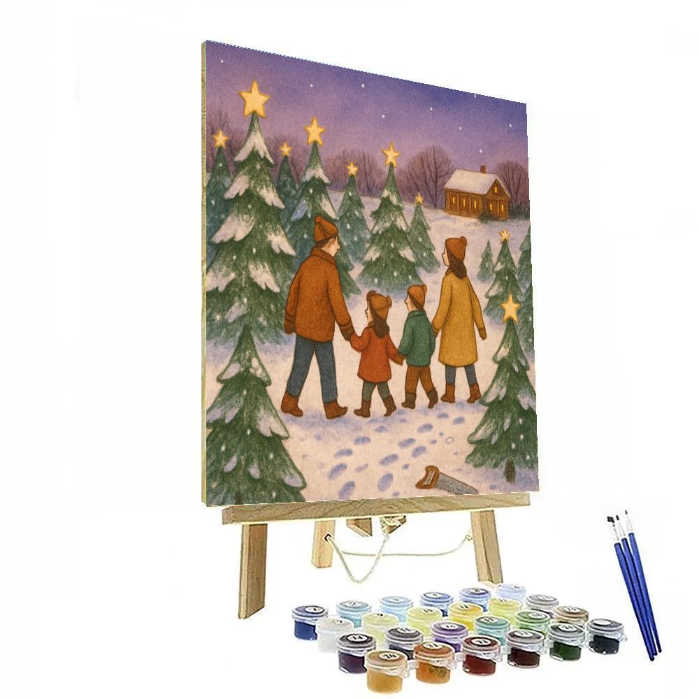 Holiday Tree Farm Twilight Number painting