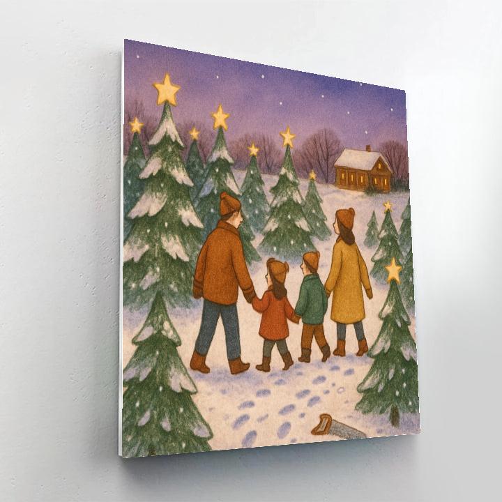 Holiday Tree Farm Twilight Number painting