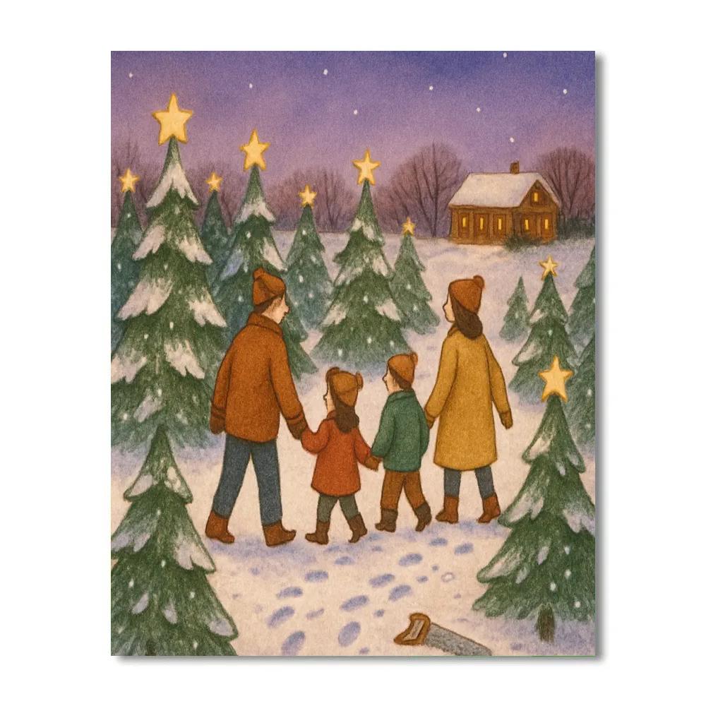 Holiday Tree Farm Twilight Number painting