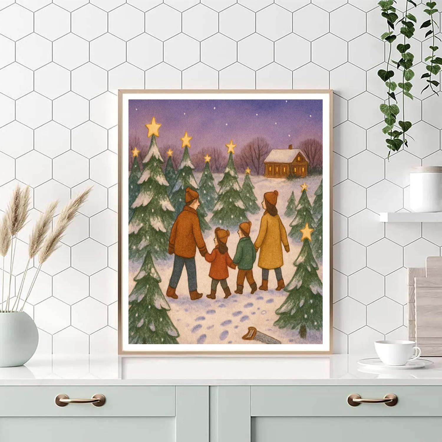 Holiday Tree Farm Twilight Number painting