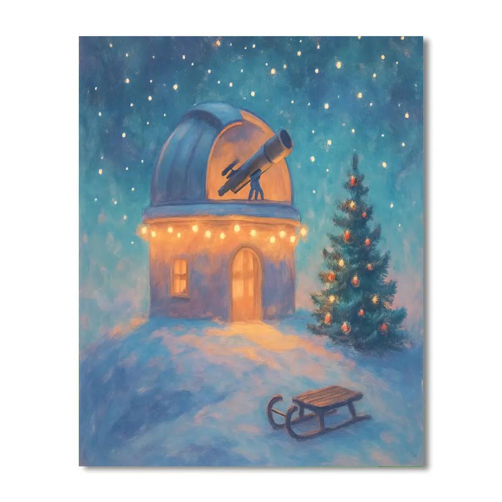 Christmas Observatory On The Hill paint by color