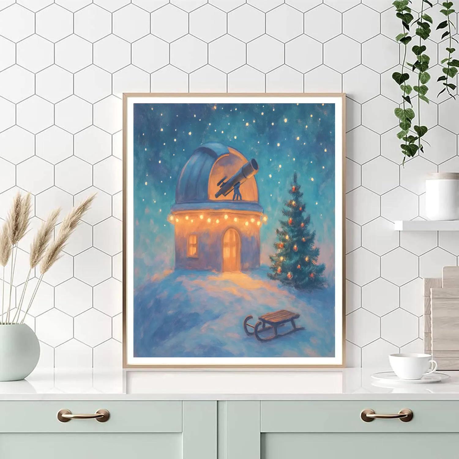 Christmas Observatory On The Hill paint by color
