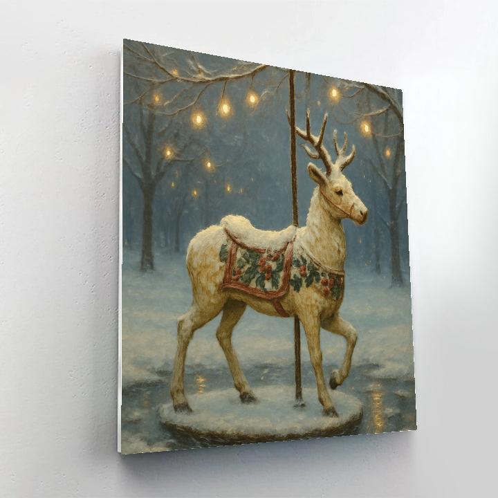 Frosted Carousel Deer Paint by numbers art