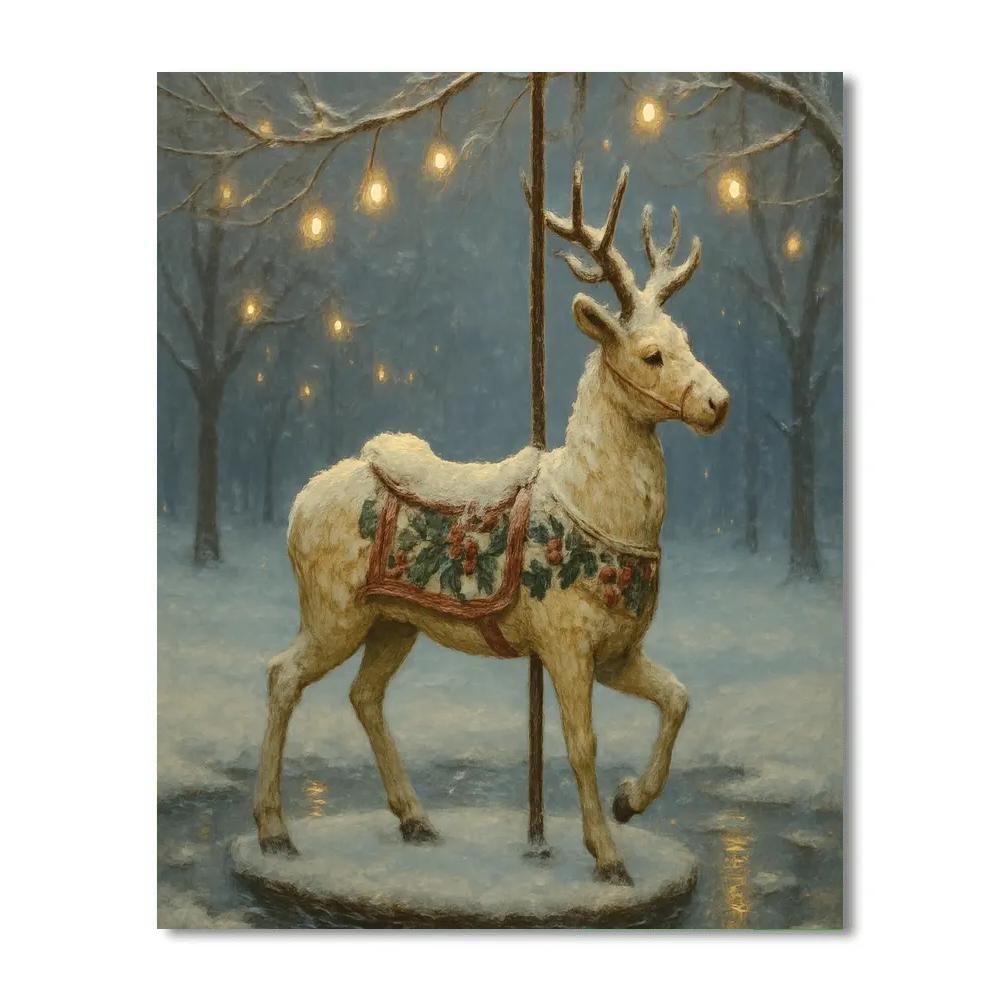 Frosted Carousel Deer Paint by numbers art