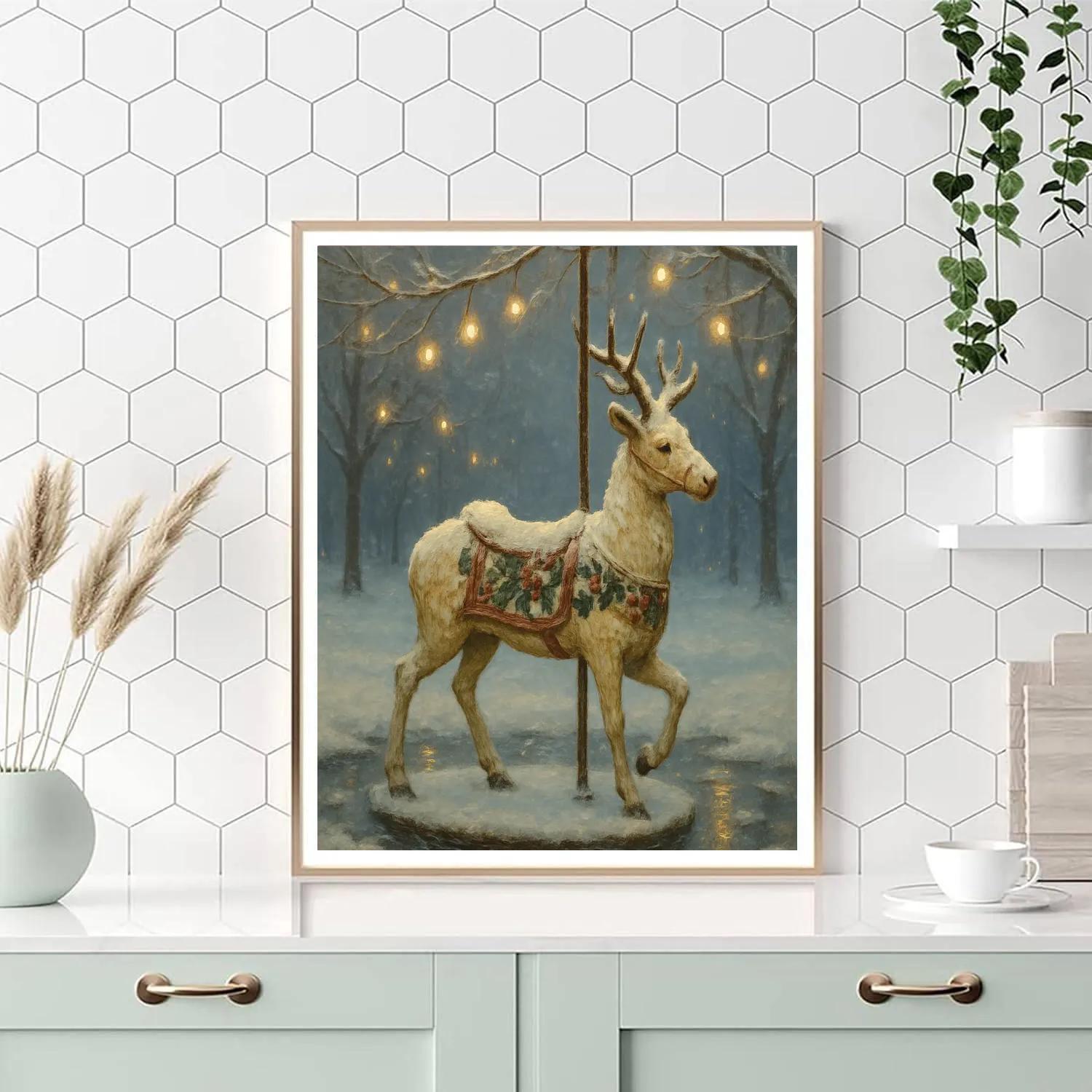 Frosted Carousel Deer Paint by numbers art