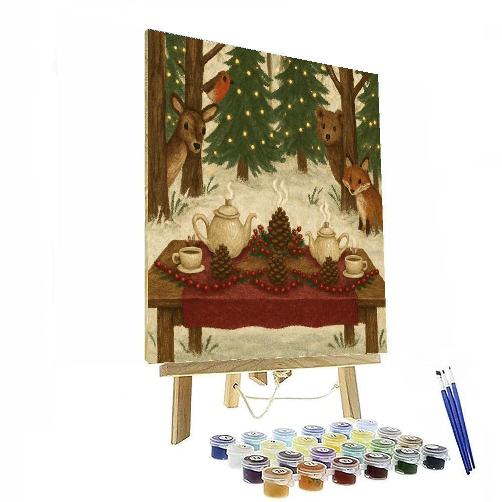 Midwinter Forest Tea Party painting number kit