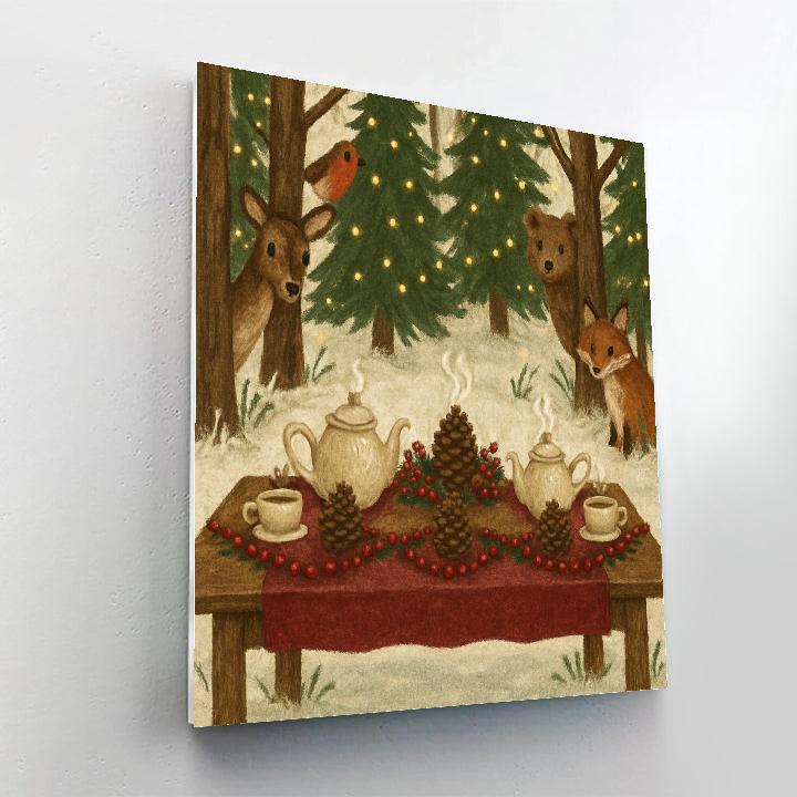 Midwinter Forest Tea Party painting number kit