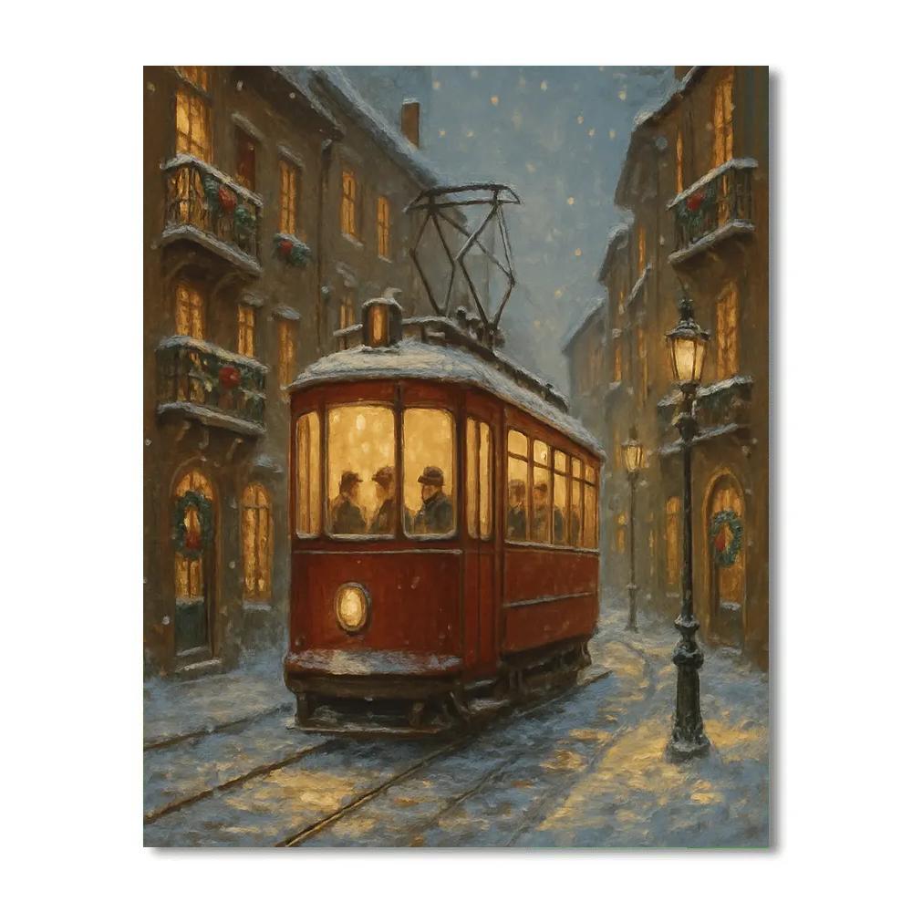 Christmas Tram Through Old Town Paint by numbers kits