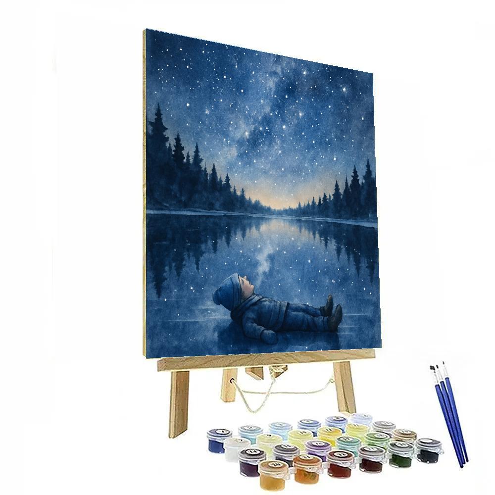 Frozen Lake Star Reflection painting number kit