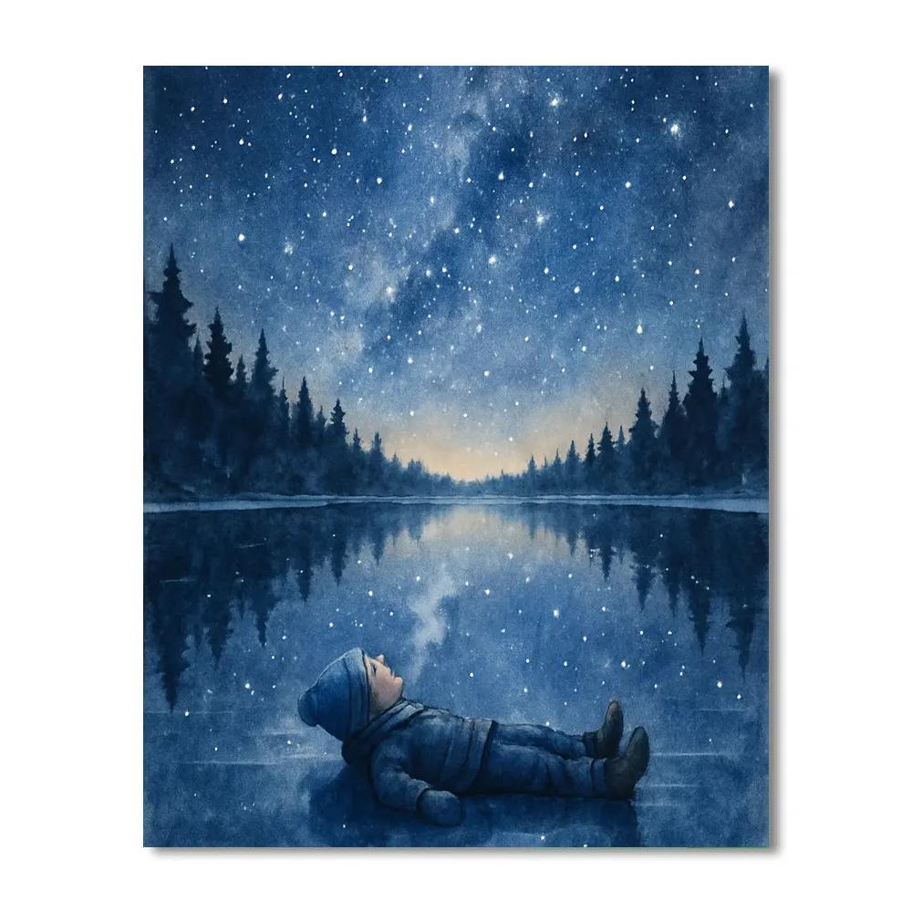 Frozen Lake Star Reflection painting number kit