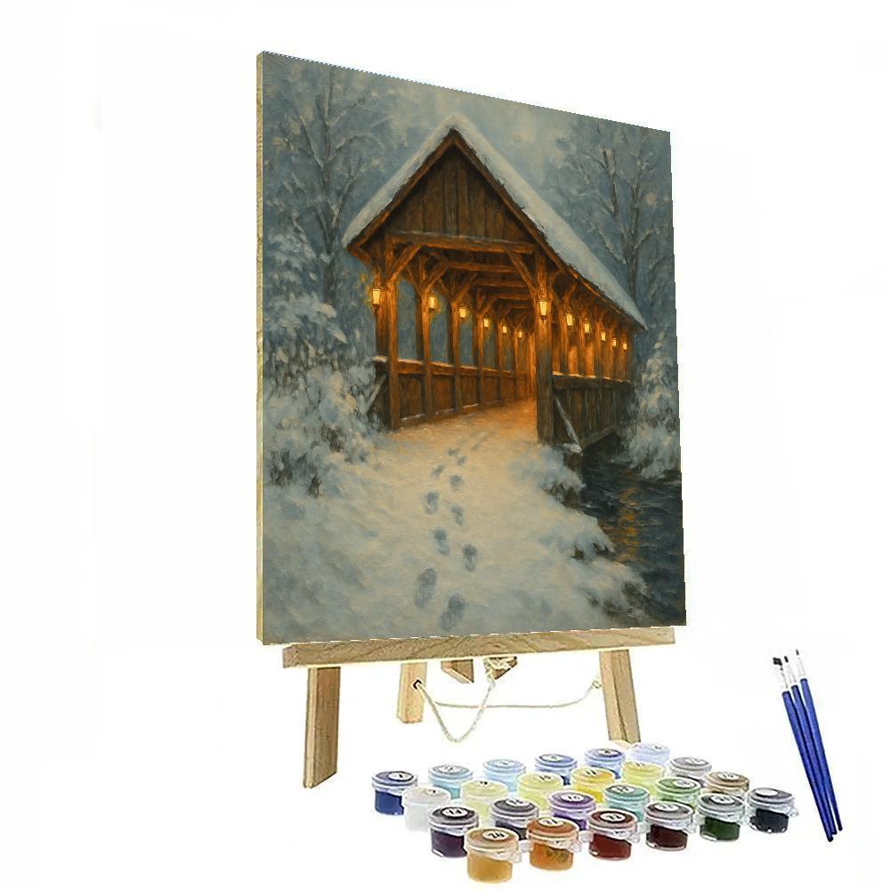 Christmas Lantern Covered Bridge Number painting