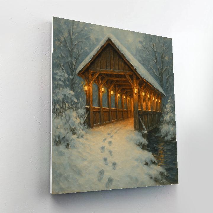 Christmas Lantern Covered Bridge Number painting