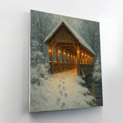 Christmas Lantern Covered Bridge Number painting