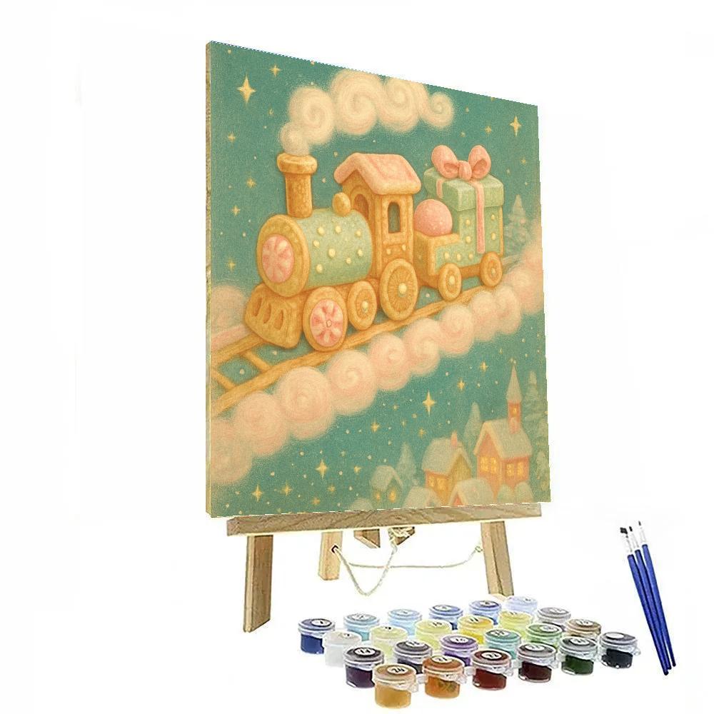 Christmas Train In The Clouds Painting by numbers kit