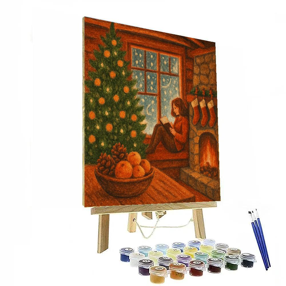 Pinecone Cabin Reading Night Paint by numbers art
