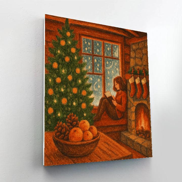 Pinecone Cabin Reading Night Paint by numbers art