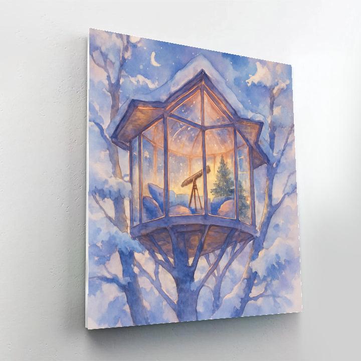 Snowflake Observatory Treehouse paint by numbers