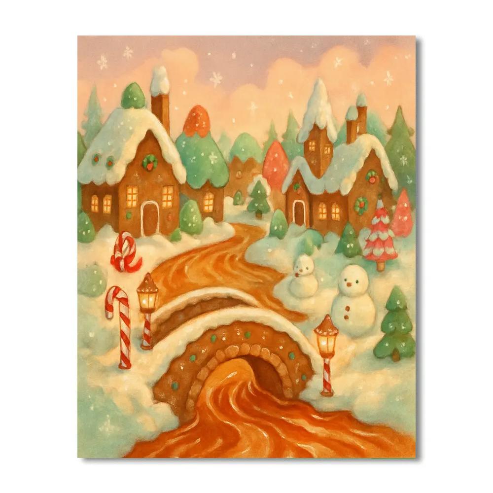 Gingerbread River Through Candy Village Paint by numbers kits