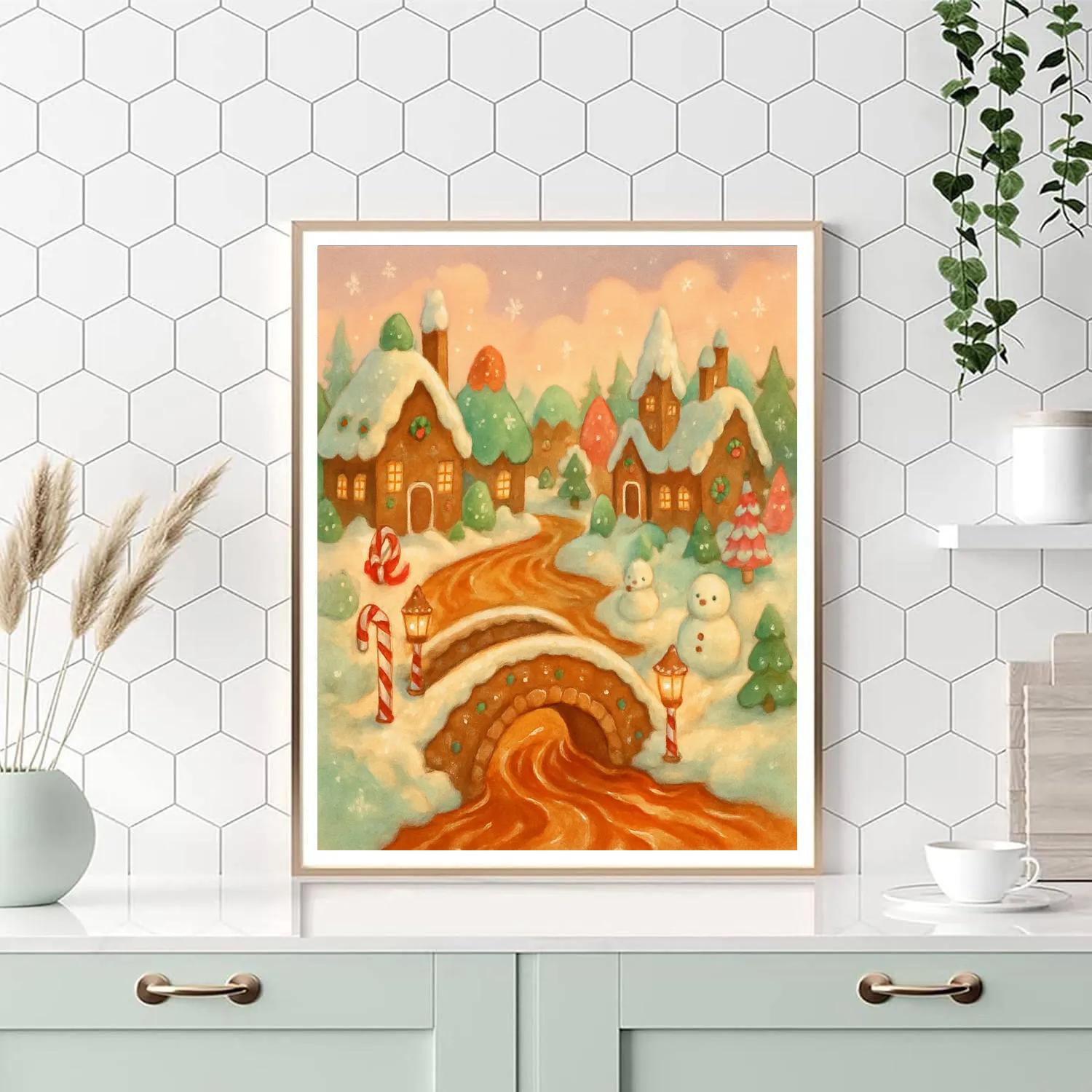 Gingerbread River Through Candy Village Paint by numbers kits