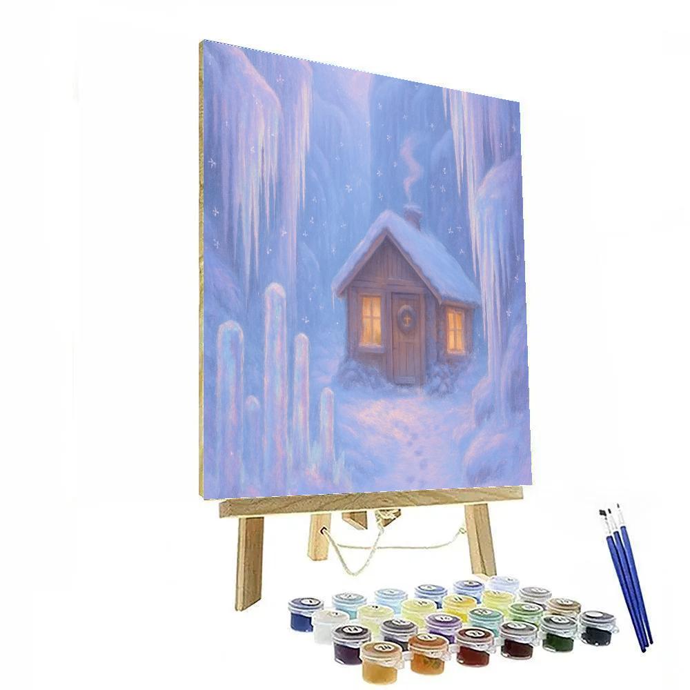 Hidden Cabin In The Icicle Canyon Paint by numbers kits