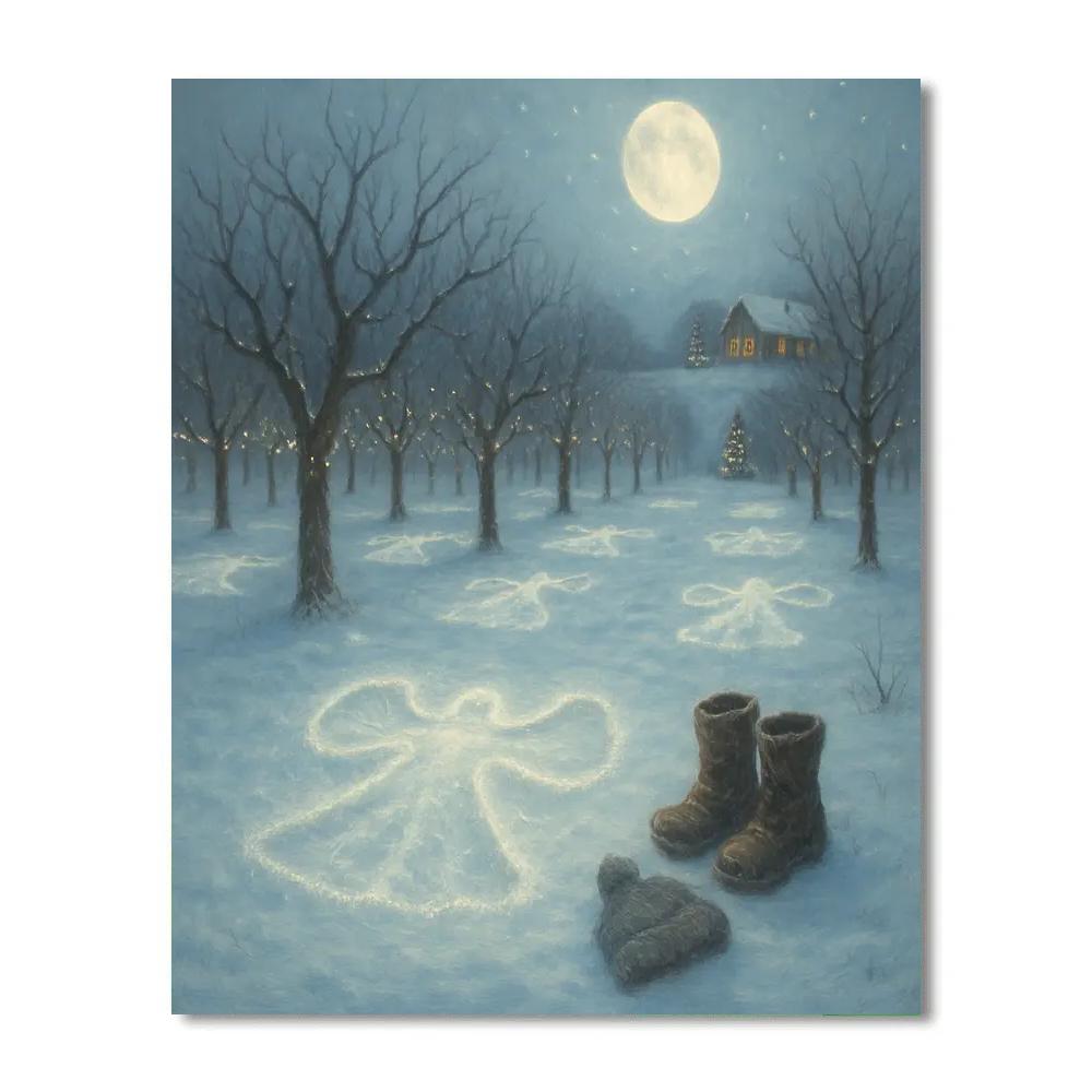 Moonlit Snow Angel Orchard paint by color