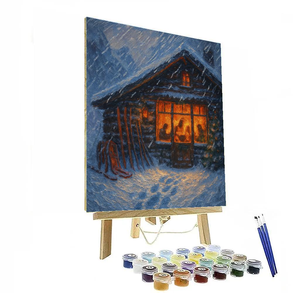 Christmas Eve Mountain Rescue Lodge paint by color