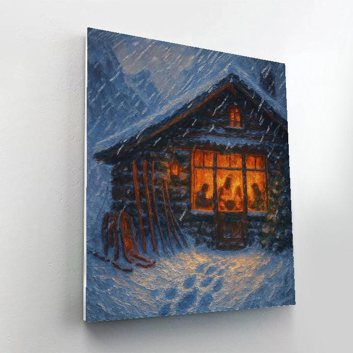 Christmas Eve Mountain Rescue Lodge paint by color