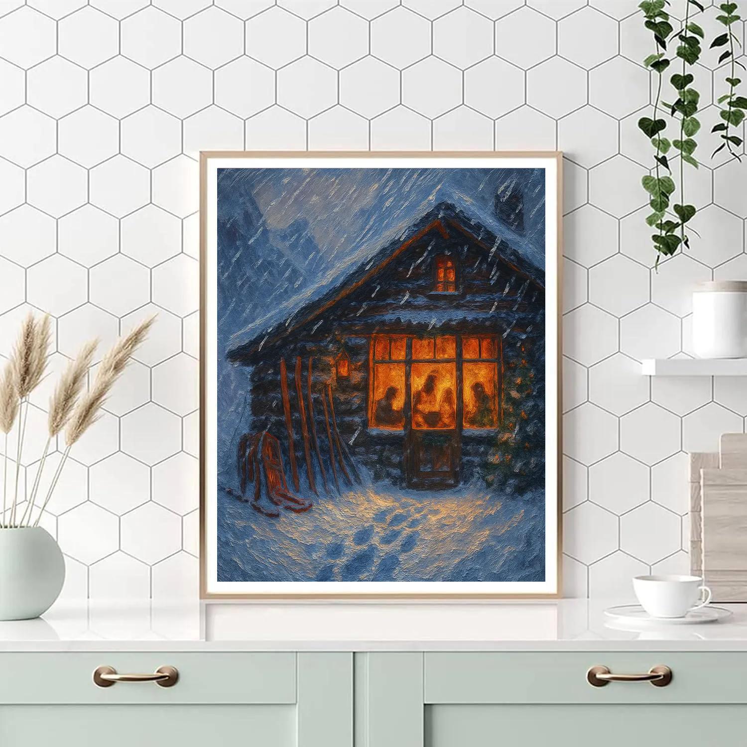 Christmas Eve Mountain Rescue Lodge paint by color
