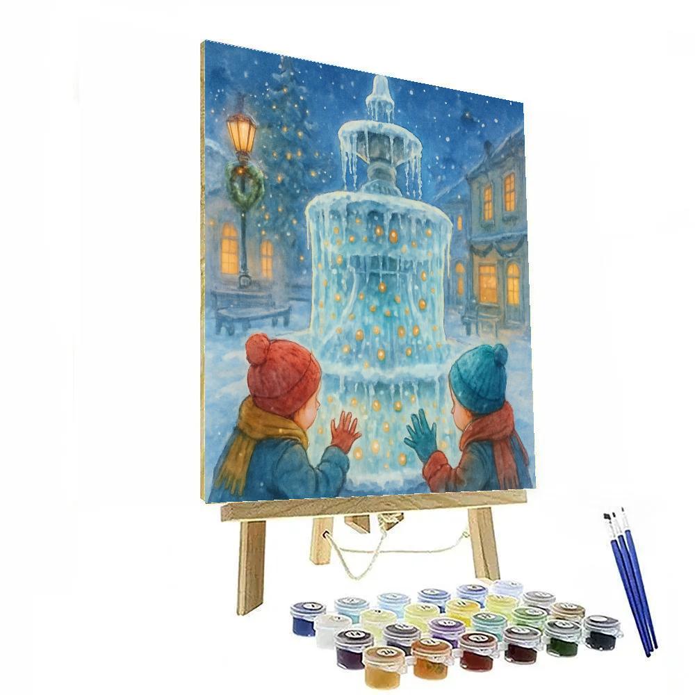 Frozen Fountain Of Christmas Wishes paint by color