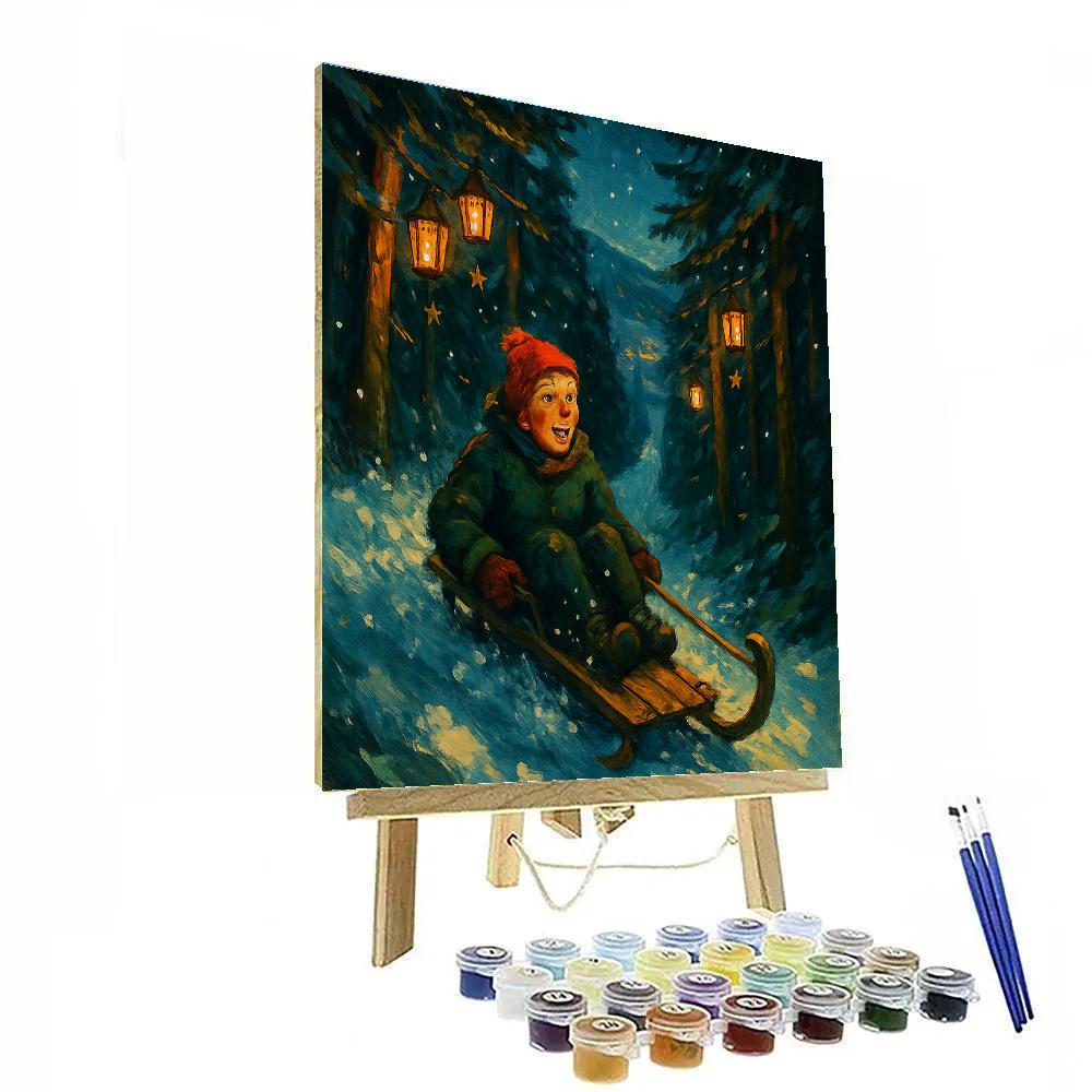 Pine Ridge Lantern Sled Ride Paint by numbers art