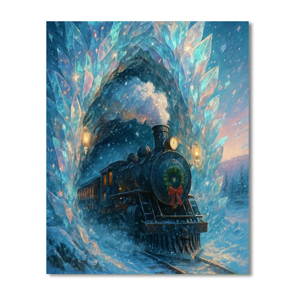 Snow Crystal Train Tunnel Painting by numbers kit