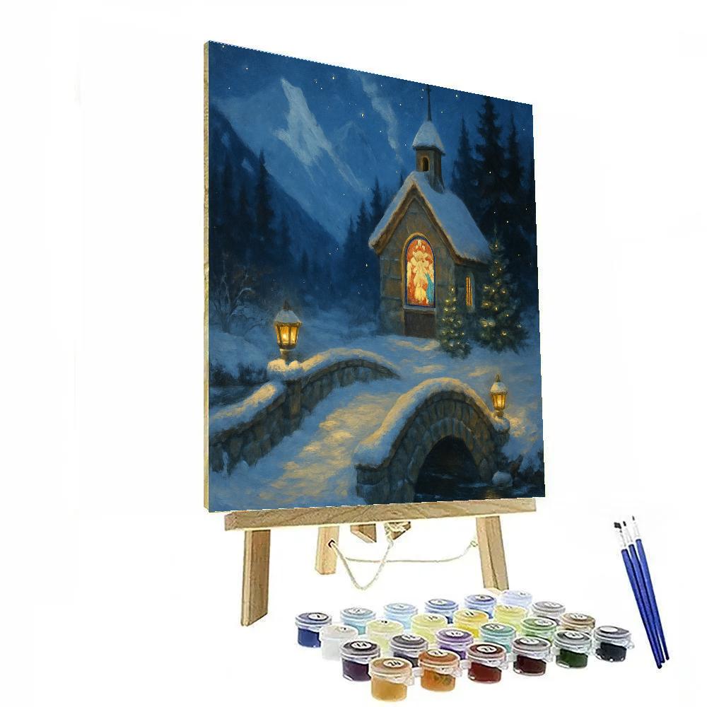 Silent Night Over The Alpine Chapel Bridge paint by number