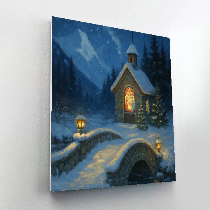 Silent Night Over The Alpine Chapel Bridge paint by number