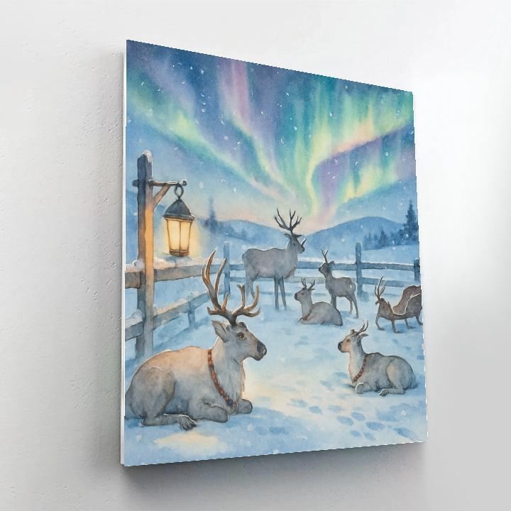 Aurora Over The Reindeer Corral Paint by numbers art