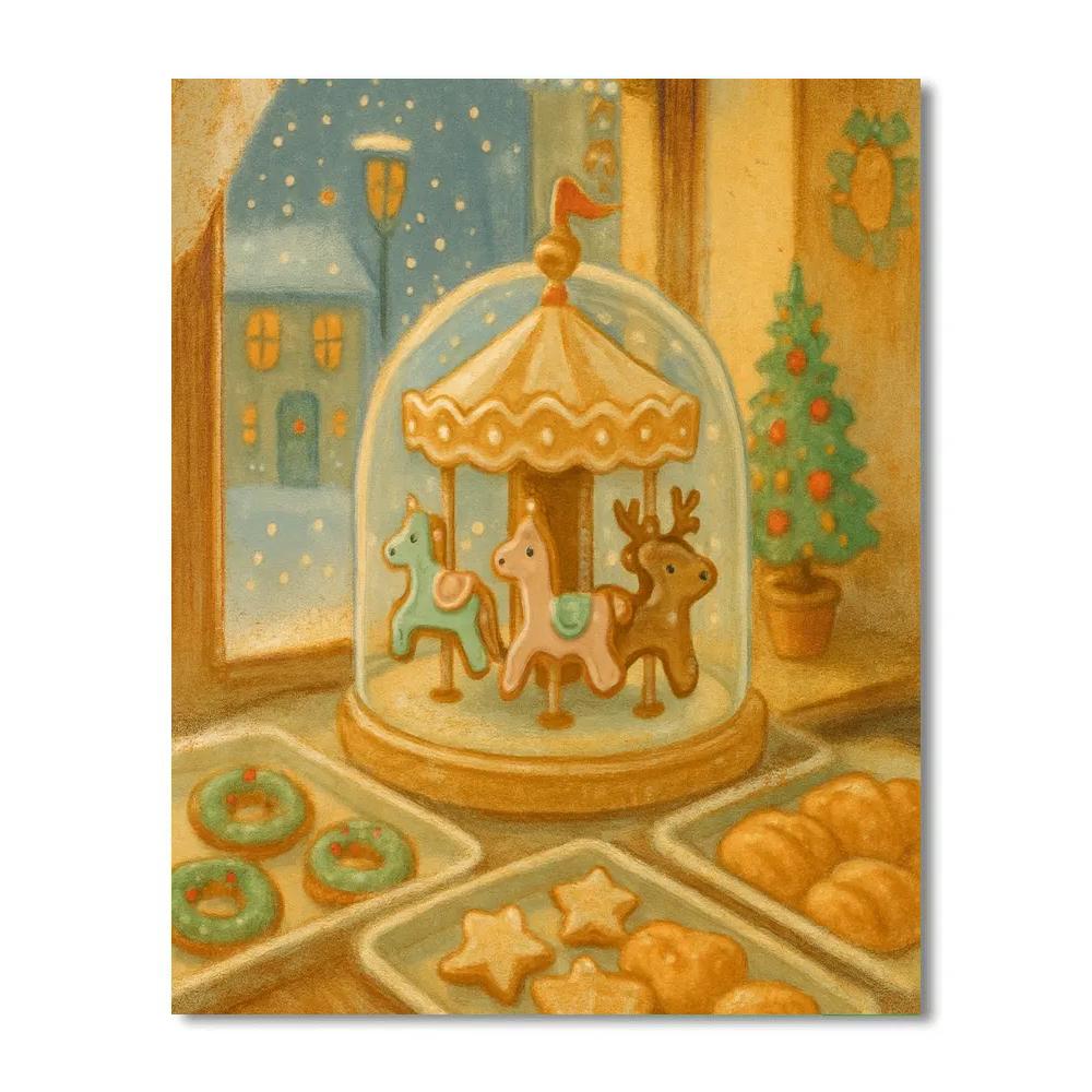 Winter Carousel Bakery Corner paint by number